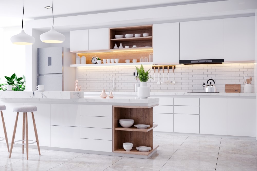 white kitchen tiles